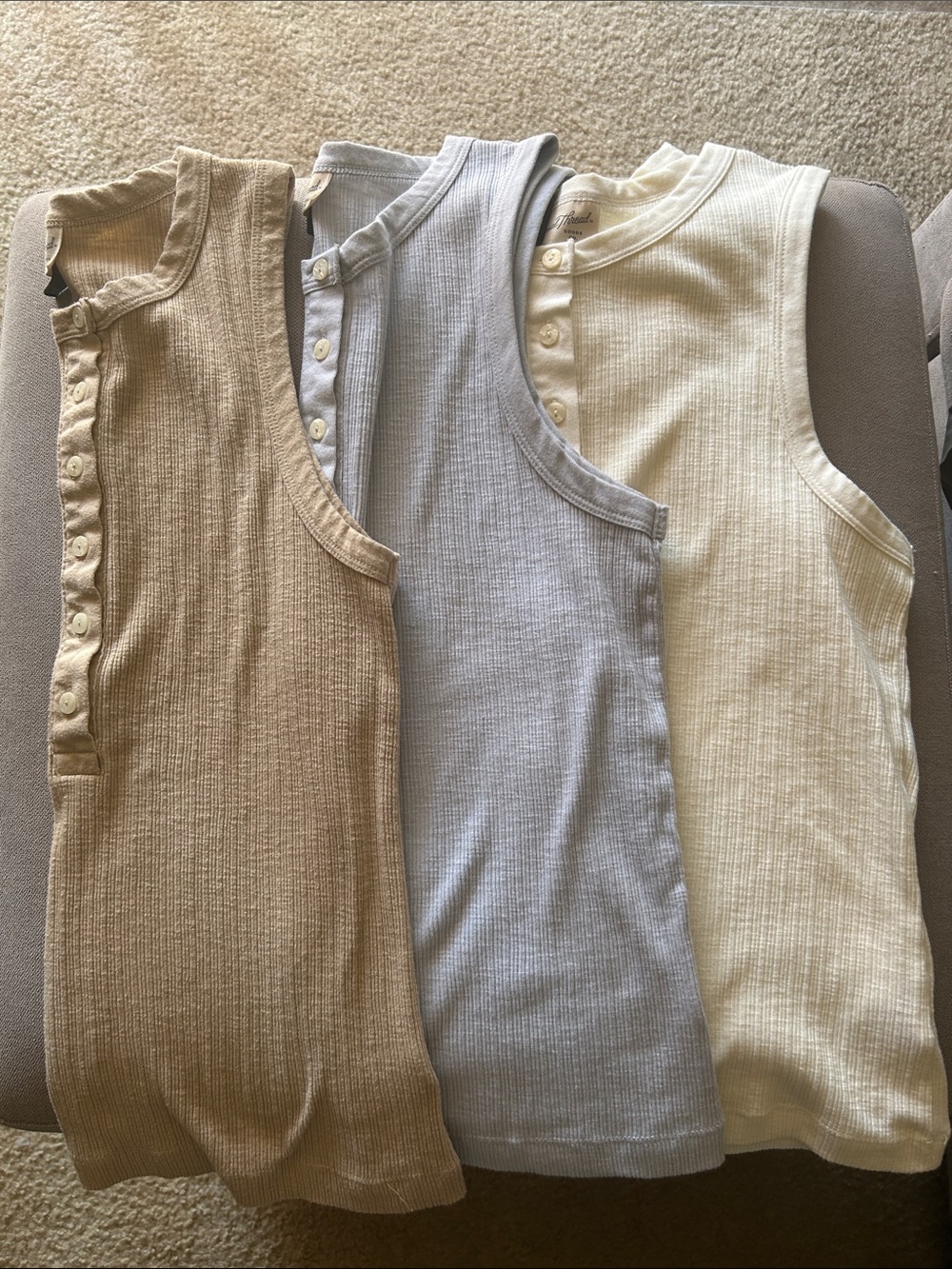 Universal Thread Ribbed Tank Tops - Beige, Gray, Cream (3-Pack)
